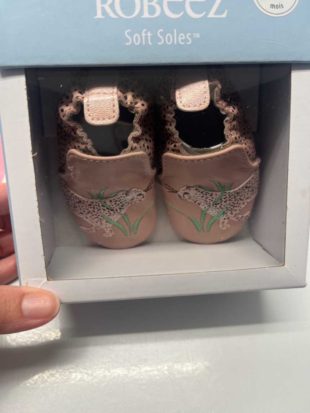 Robeez Blush Pink Leopard Embroidered Soft-Soled Shoes - Picture 3 of 3